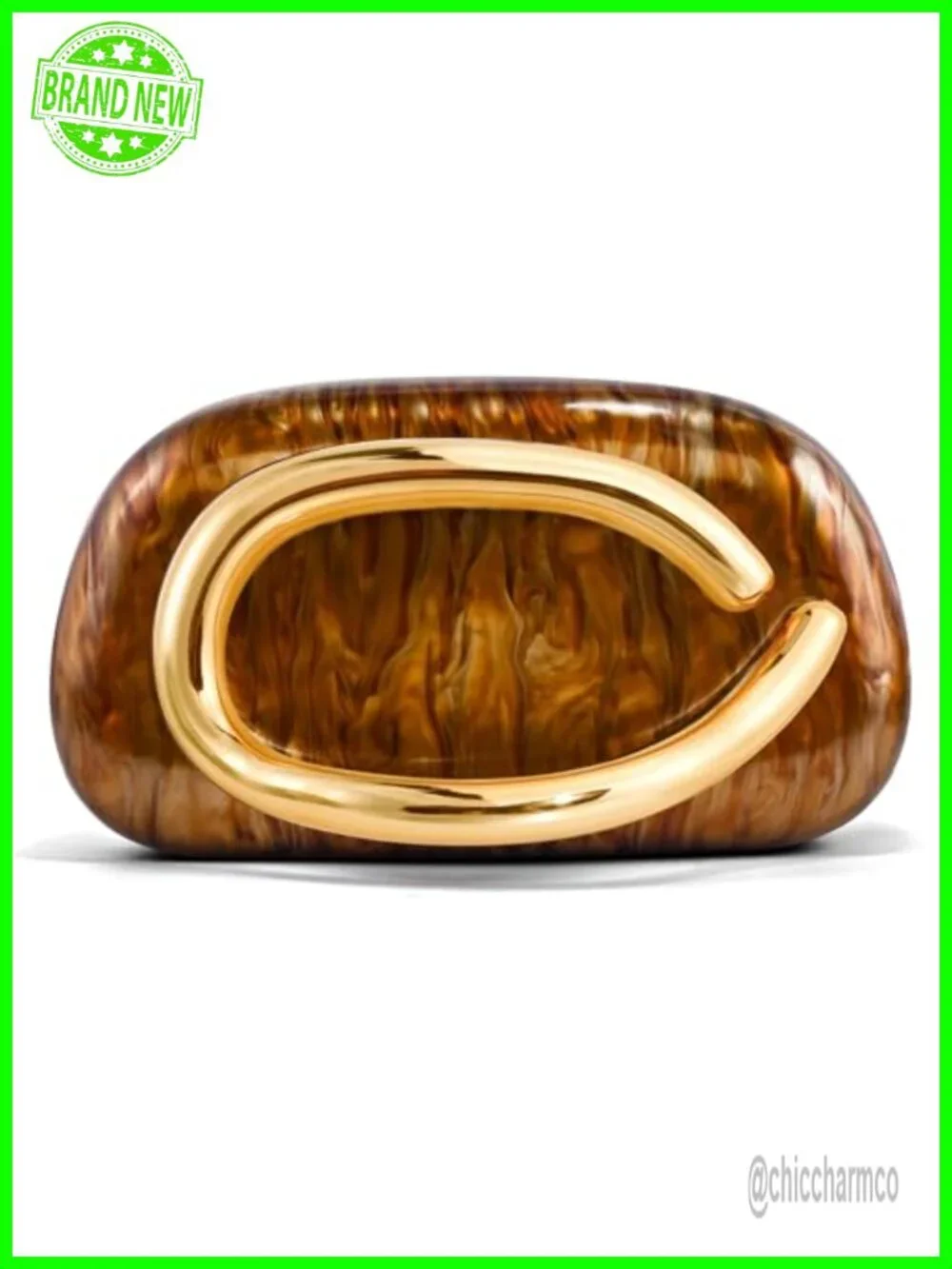 Marble Acrylic Clutch with Chain for Women Evening Handbag Party Purse